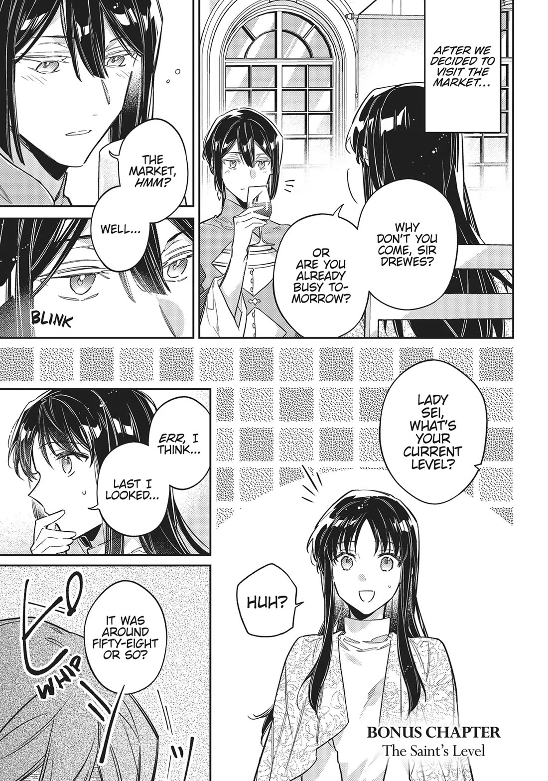 Seijo no Maryoku wa Bannou desu Chapter 43.5 page 1 - Chapter 43.5: The Saint's Level