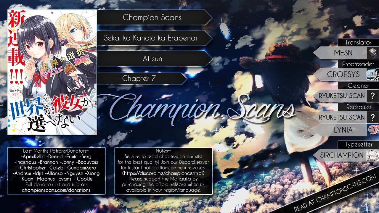 Sekai ka Kanojo ka Erabenai Chapter 7 page 1 - Chapter 7