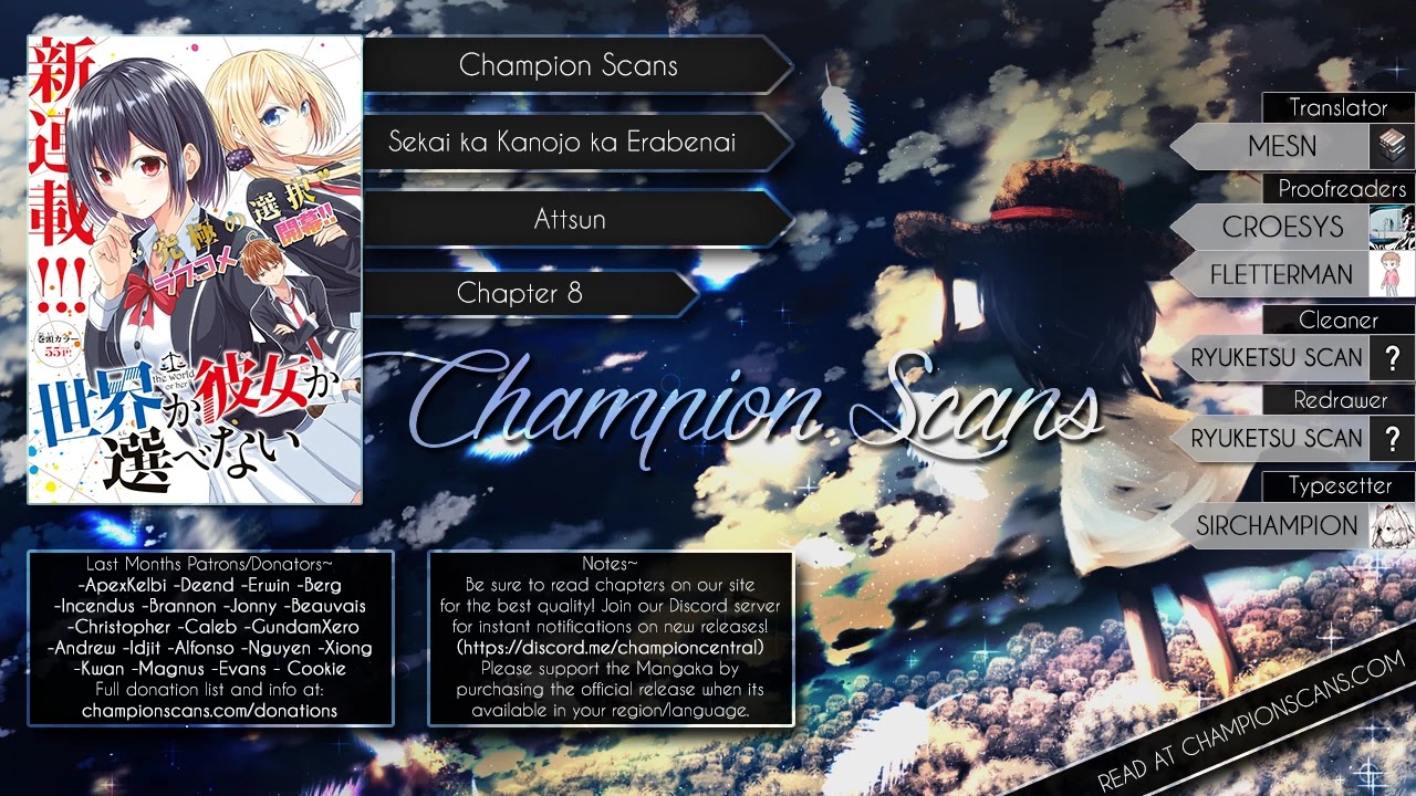 Sekai ka Kanojo ka Erabenai Chapter 8 page 1 - Chapter 8
