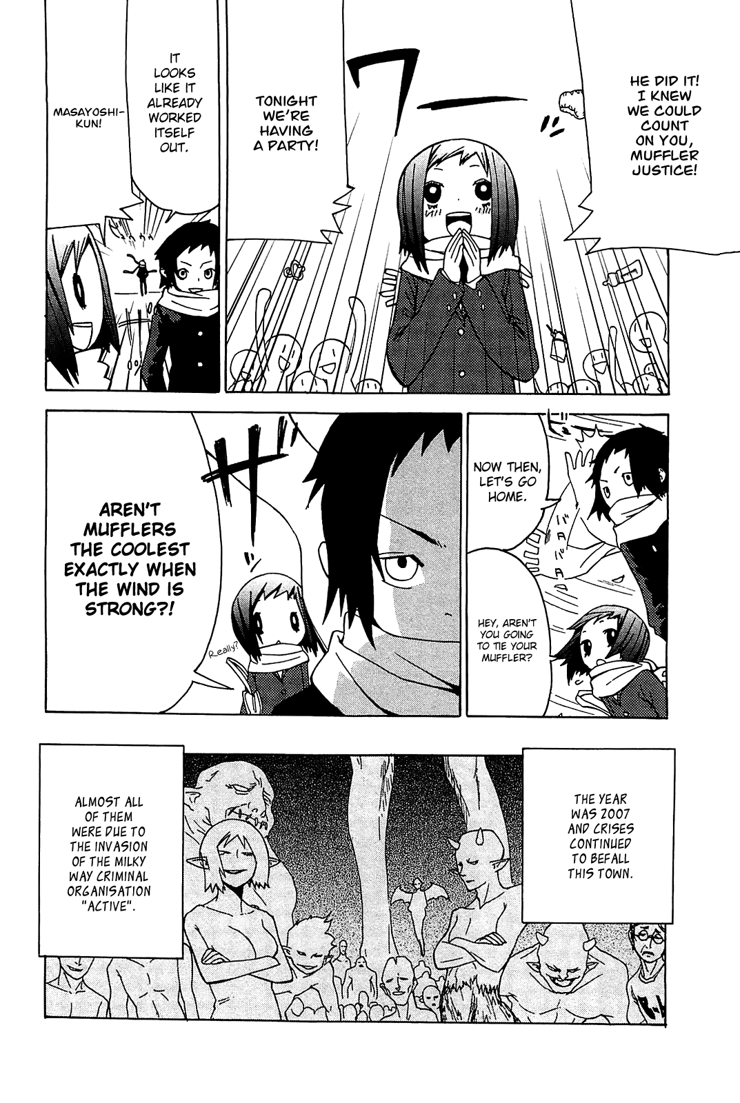 Sekai Seifuku Sekirara Jogakkan Chapter 24.1 page 5 - Chapter 24.1: Oneshot: Mask of Righteousness: Muffler Justice