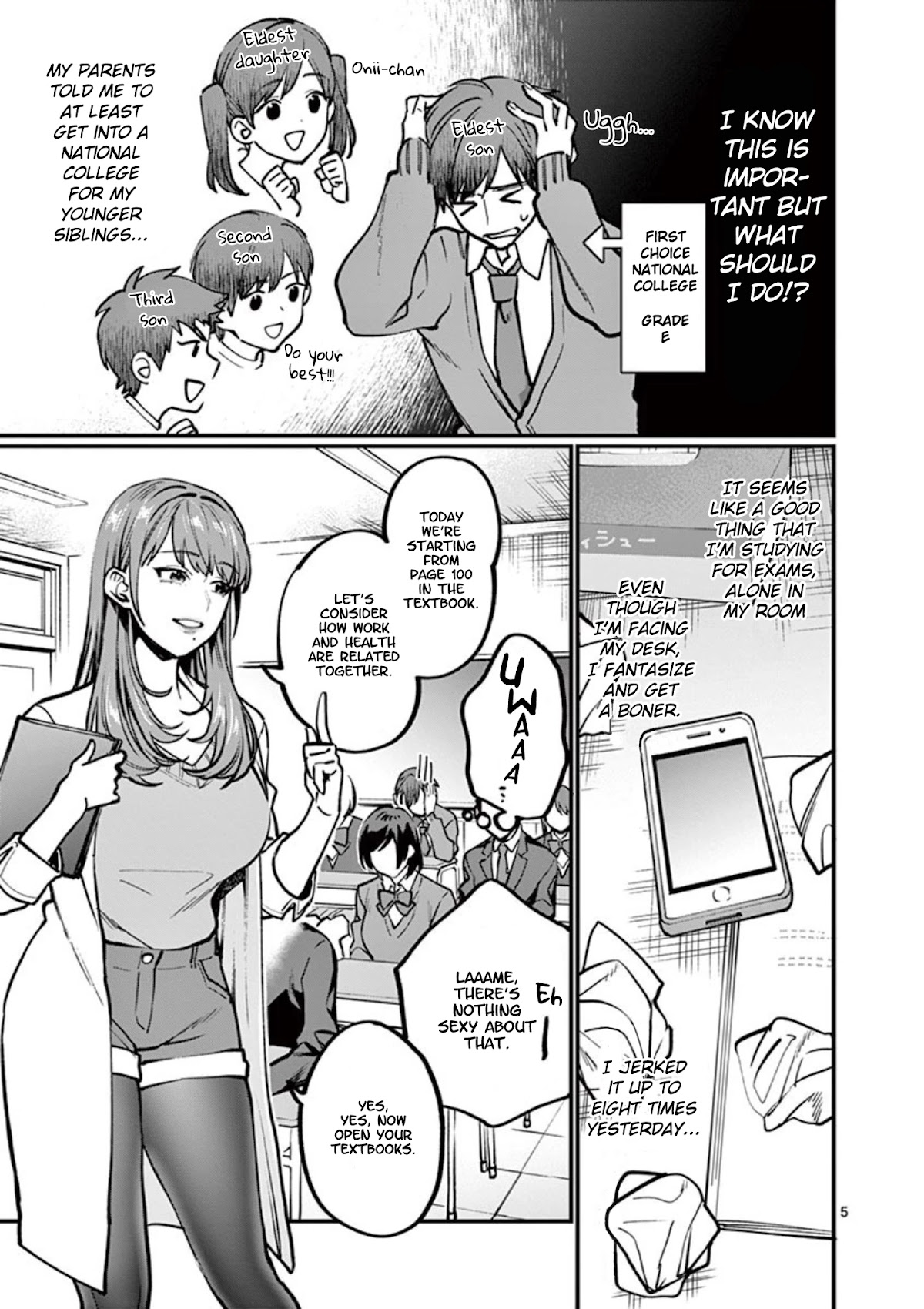 Sensei de ○○ shicha Ikemasen! Chapter 4 page 5 - Chapter 4: Sensei, I can't get a grip on studying because of masturbation!