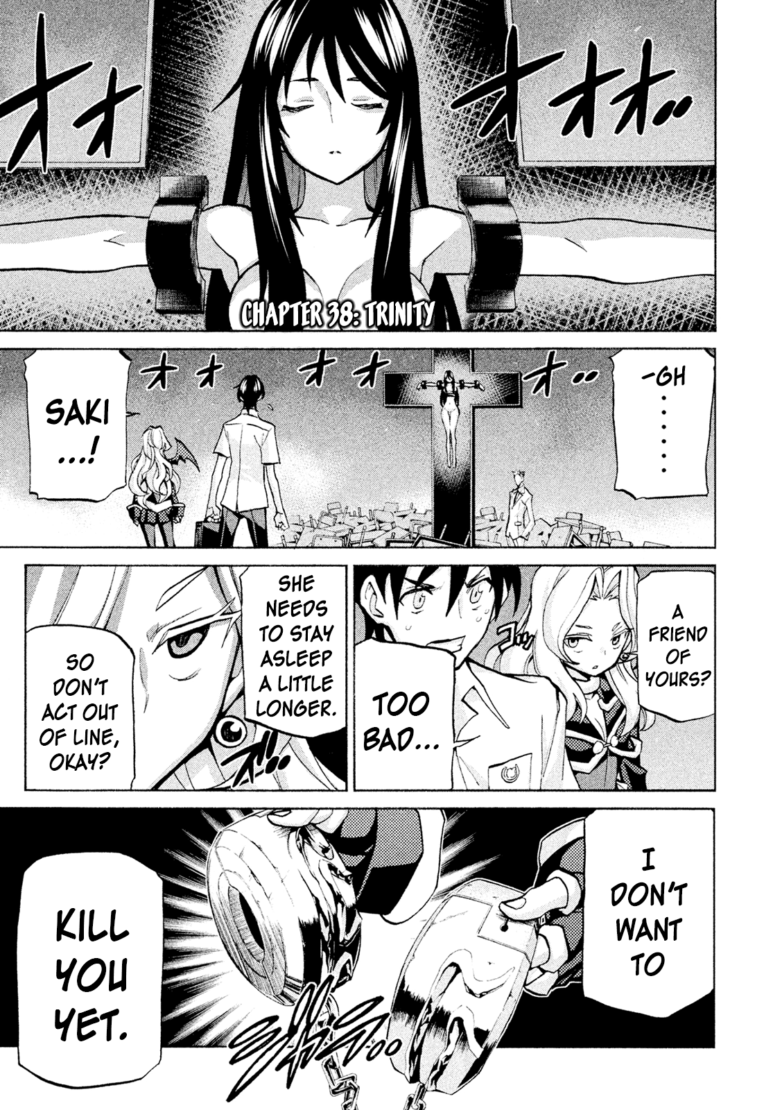 Sentou Hakai Gakuen Dangerosu Chapter 38 page 1 - Chapter 38: Trinity