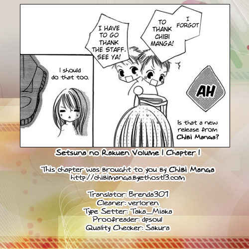 Setsuna no Rakuen Chapter 1 page 1 - Chapter 1: Setsuna no Rakuen - The First Story