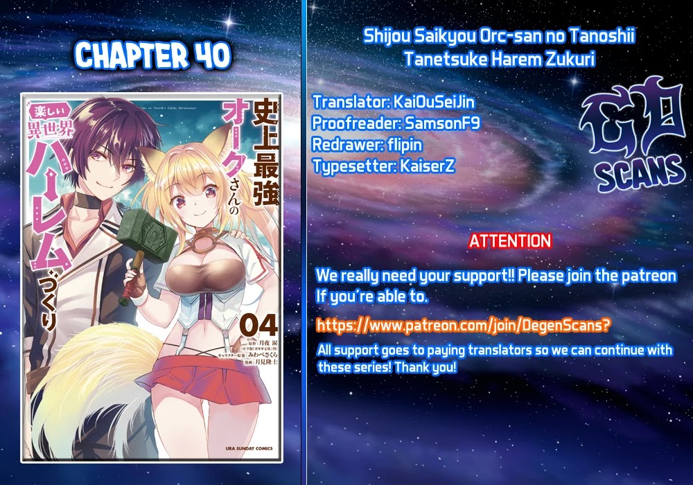 Shijou Saikyou Orc-san no Tanoshii Tanetsuke Harem Zukuri Chapter 40 page 1 - Chapter 40: The Kitsune And The Orc Are United