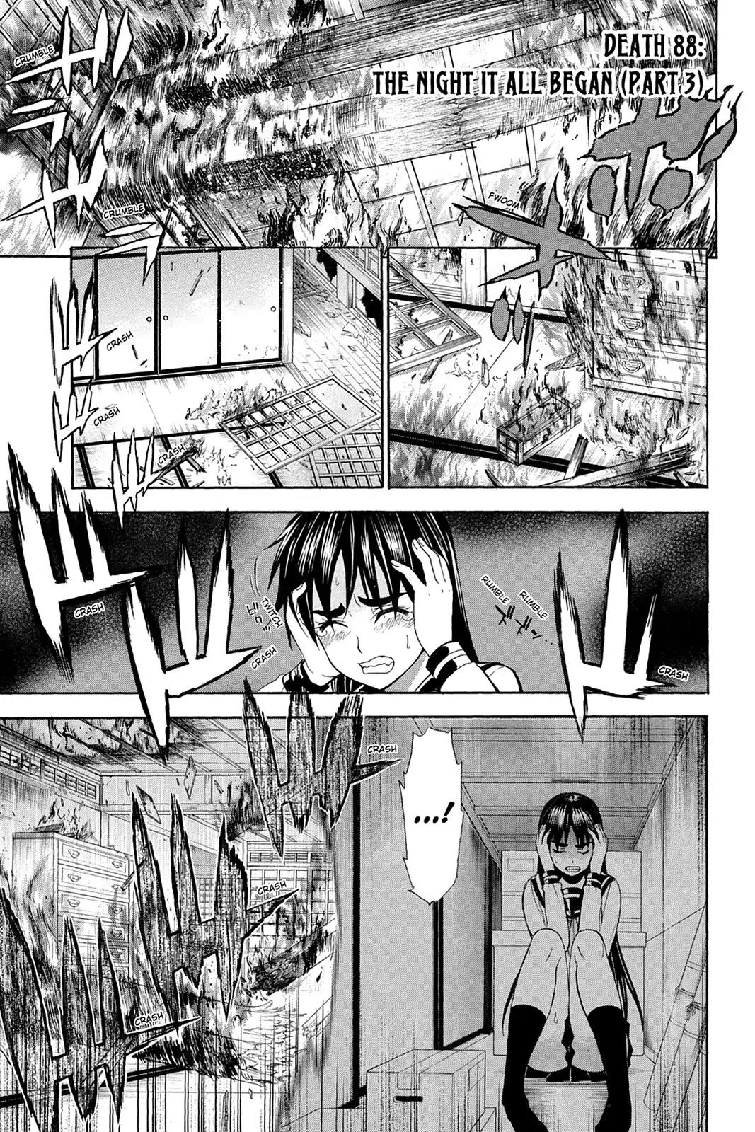 Shikabane Hime Chapter 88 page 1 - Chapter 88: Vol.19 Death 88: The Night It All Began (Part 3)
