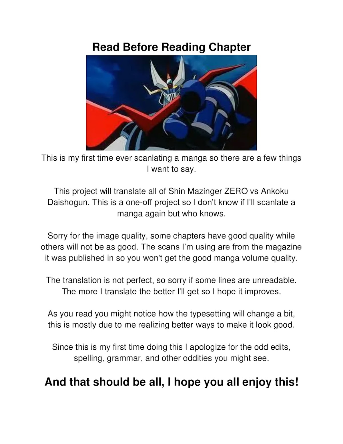 Shin Mazinger Zero vs Ankoku Daishougun Chapter 7 page 1 - Chapter 7