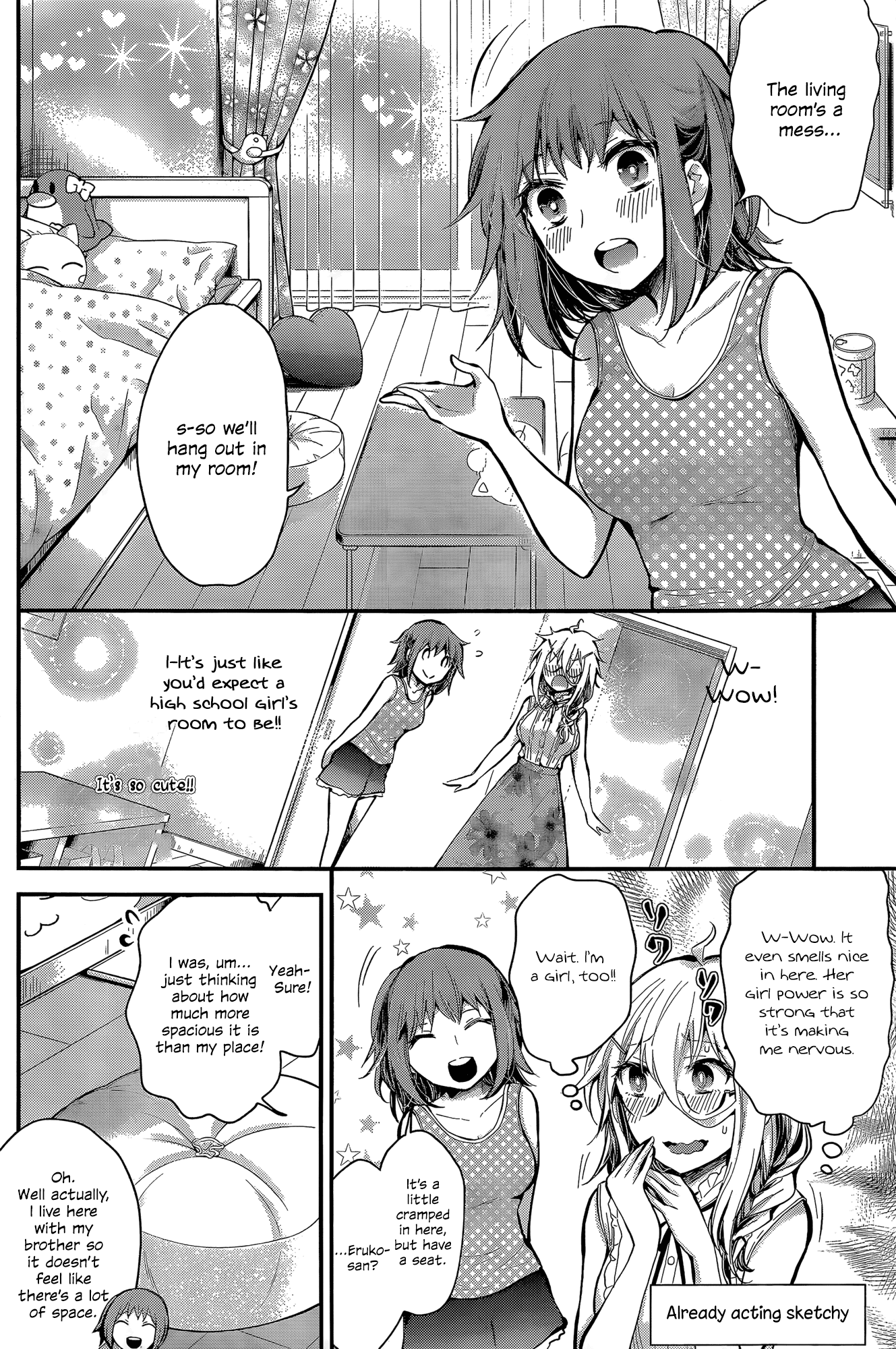 Shingeki no Eroko-san Chapter 18 page 8 - Chapter 18: Perversion 18: While the Hoshi’s away, the mice- I mean girls will play! I’m so nervous!