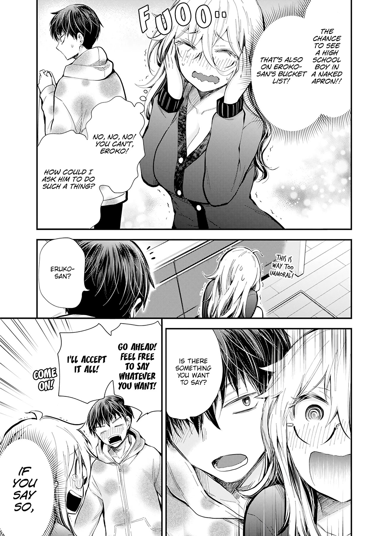 Shingeki no Eroko-san Chapter 33 page 16 - Chapter 33: I was simultaneously attacking the delinquent in a naked apron and concerned about being too lewd