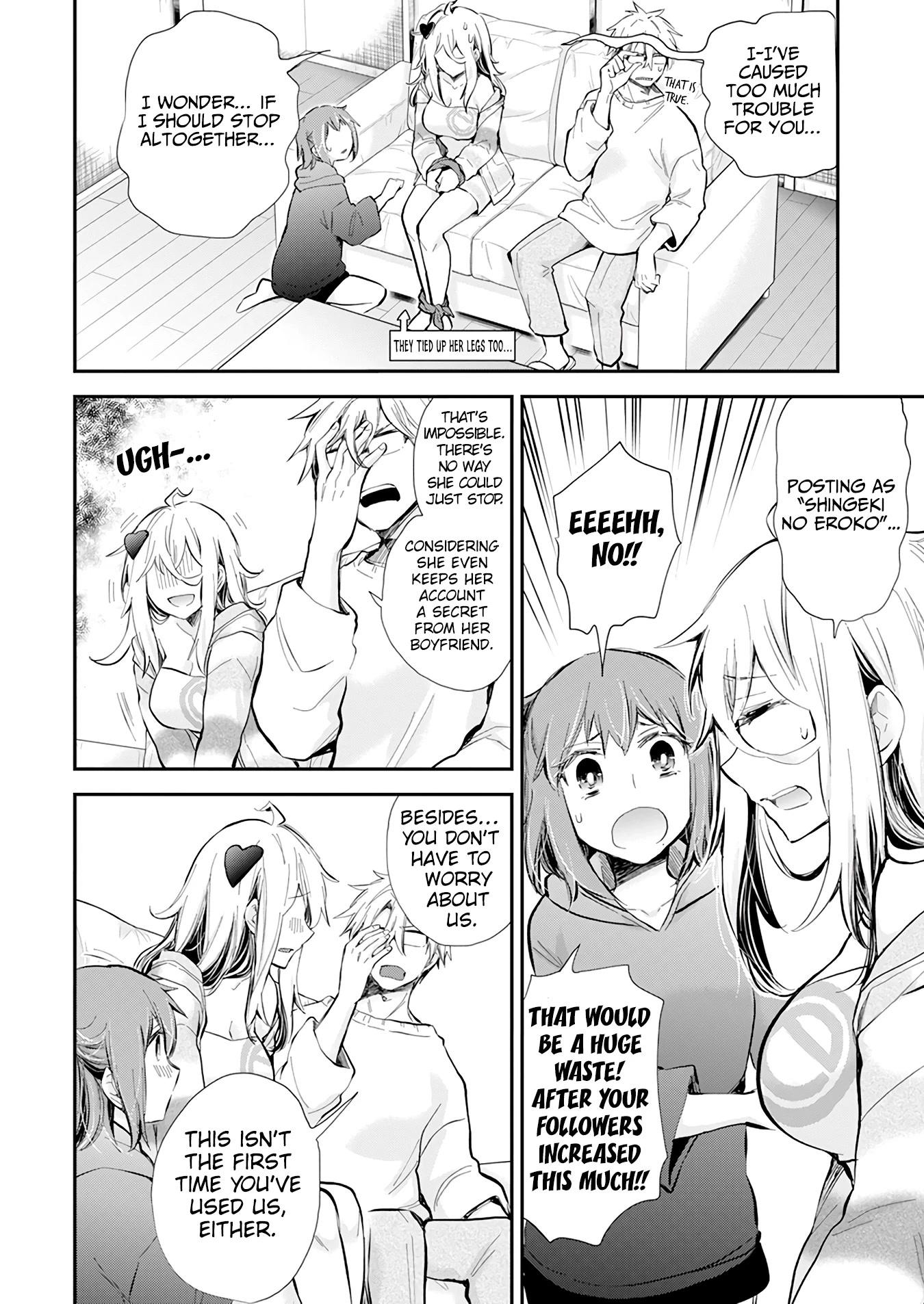 Shingeki no Eroko-san Chapter 39 page 17 - Chapter 39: I stirred up social media drama?! I'm in a tough spot so please tie me down! (Physically!)
