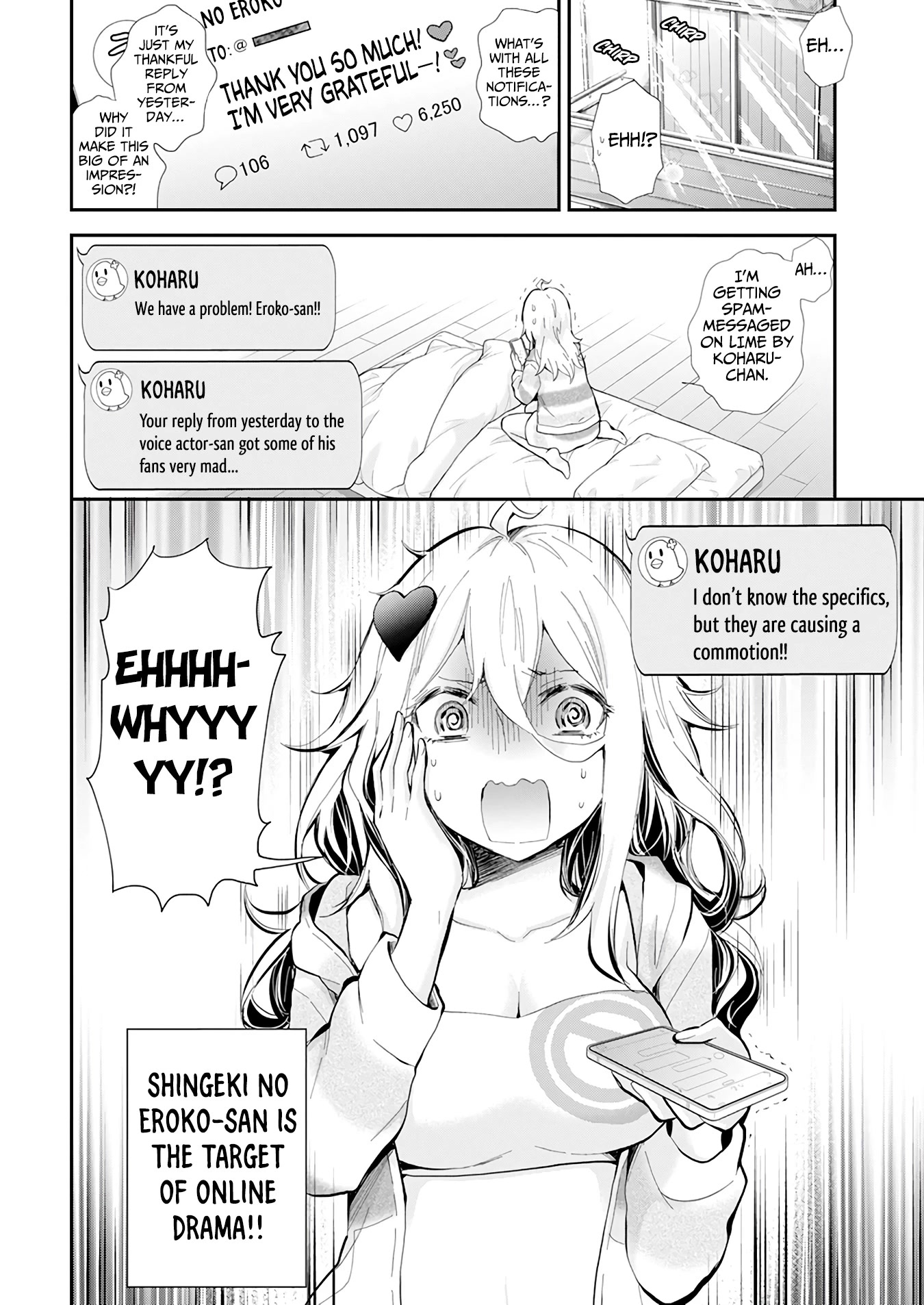 Shingeki no Eroko-san Chapter 39 page 5 - Chapter 39: I stirred up social media drama?! I'm in a tough spot so please tie me down! (Physically!)