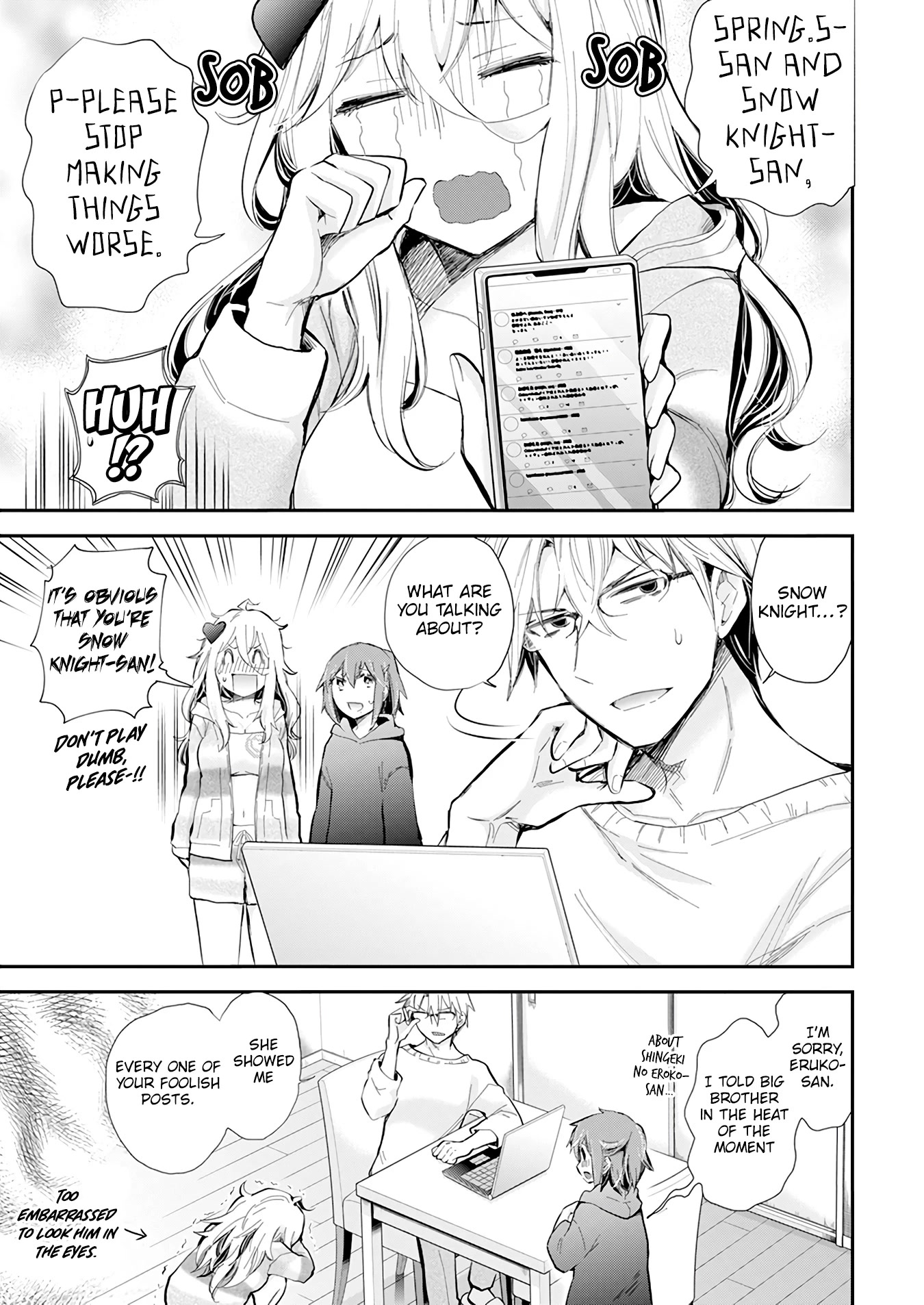 Shingeki no Eroko-san Chapter 39 page 8 - Chapter 39: I stirred up social media drama?! I'm in a tough spot so please tie me down! (Physically!)