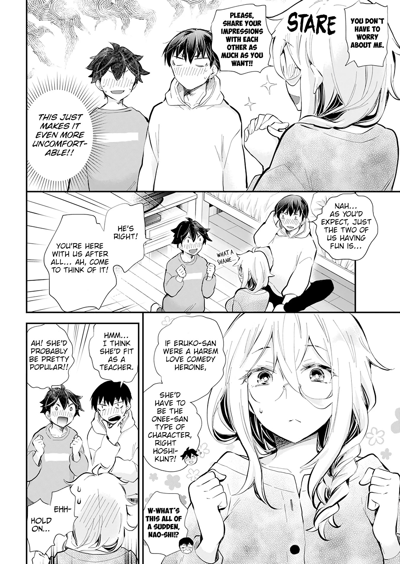 Shingeki no Eroko-san Chapter 40 page 5 - Chapter 40: (Amazing twist) High school boys excited about harem love comedy shows are like a blessing sent down from heaven! (I’m just a background character)