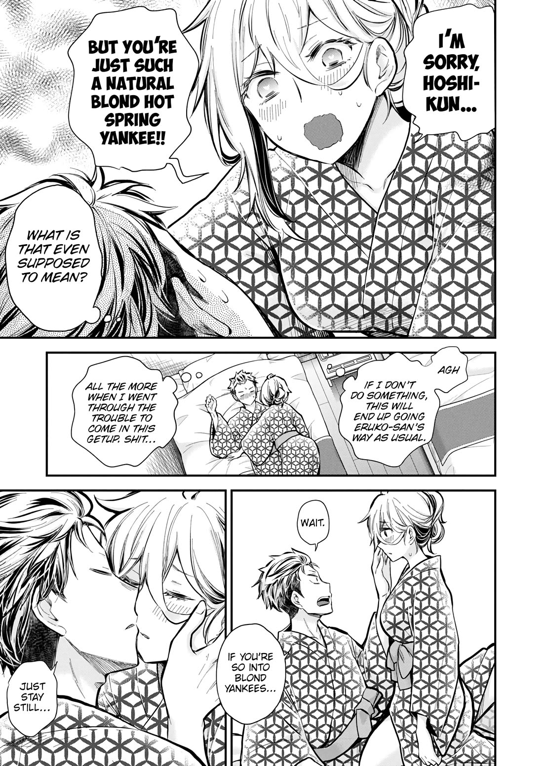 Shingeki no Eroko-san Chapter 52 page 13 - Chapter 52: I mean, how do you want me to not assault him when he’s such a natural hot spring blond yankee?