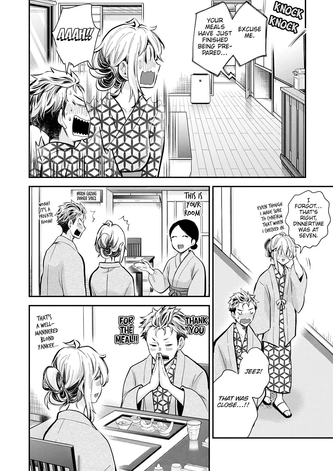 Shingeki no Eroko-san Chapter 52 page 14 - Chapter 52: I mean, how do you want me to not assault him when he’s such a natural hot spring blond yankee?