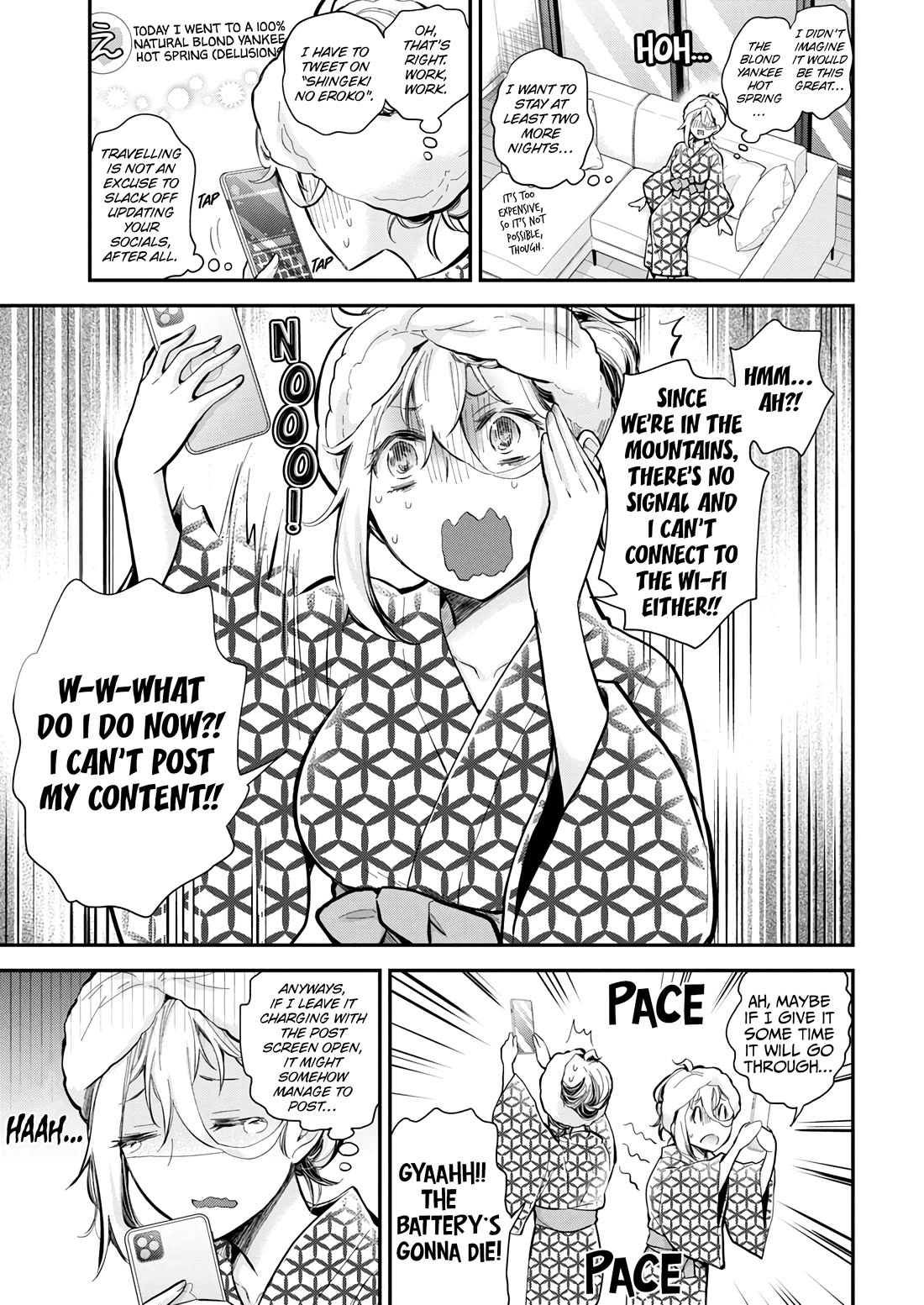 Shingeki no Eroko-san Chapter 52 page 21 - Chapter 52: I mean, how do you want me to not assault him when he’s such a natural hot spring blond yankee?