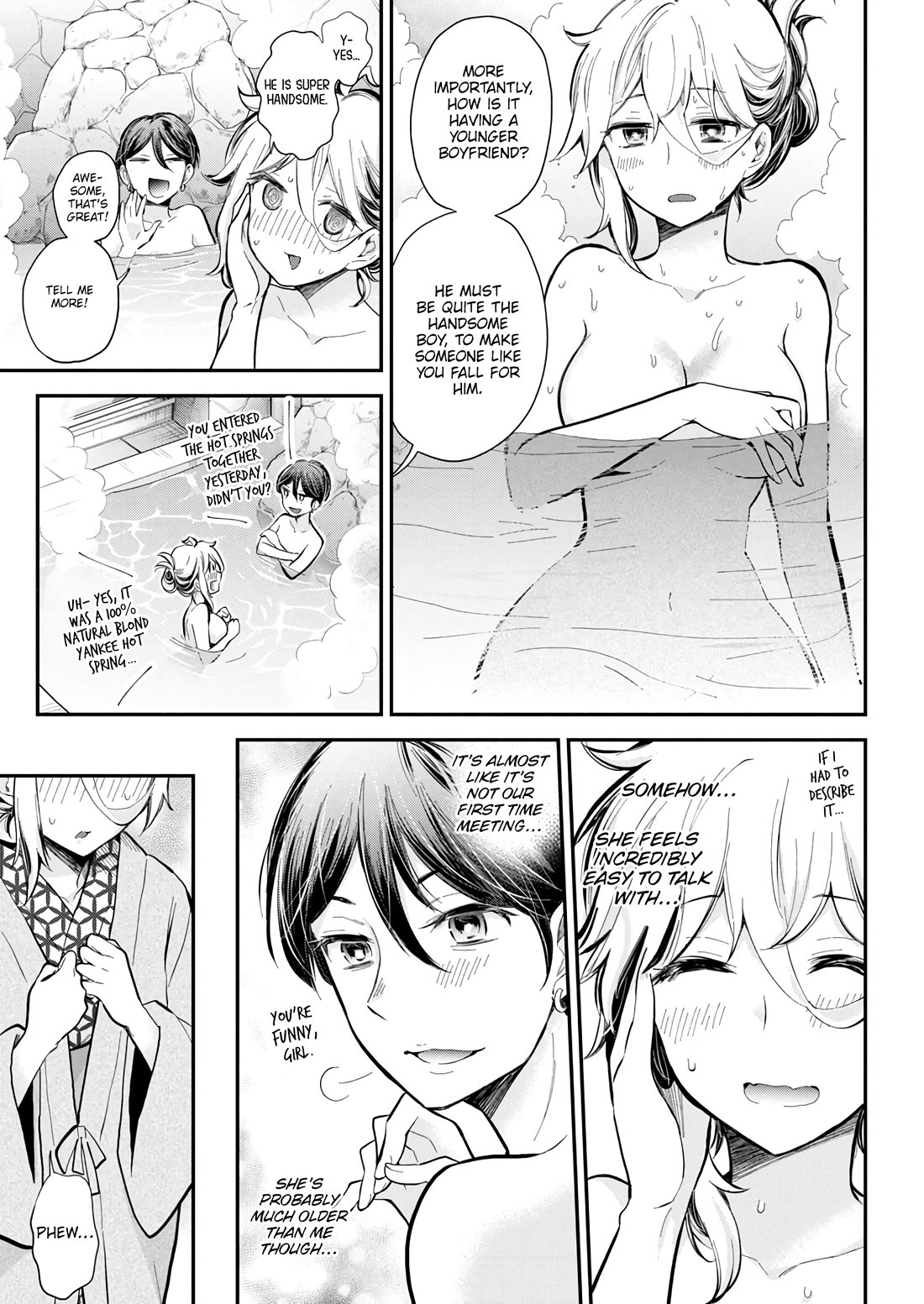 Shingeki no Eroko-san Chapter 53 page 10 - Chapter 53: Love gossip while lost over my blond yankee hot spring fantasy! I also fainted to boot, sorry, mother