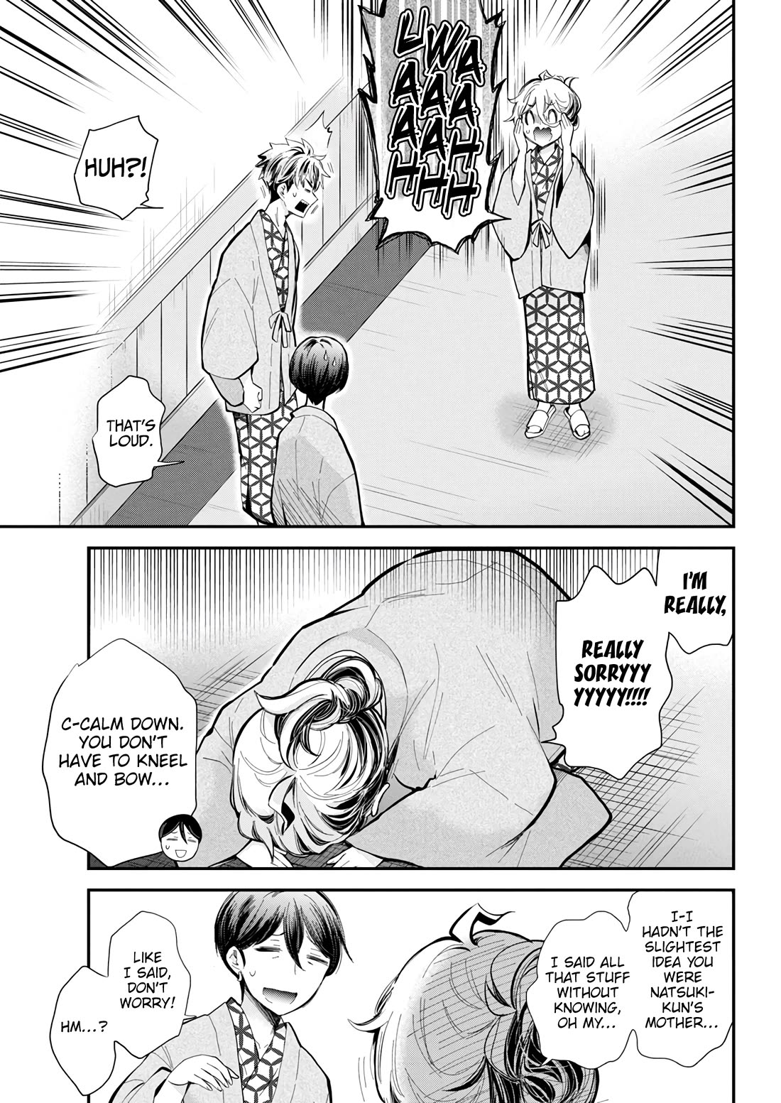 Shingeki no Eroko-san Chapter 53 page 14 - Chapter 53: Love gossip while lost over my blond yankee hot spring fantasy! I also fainted to boot, sorry, mother