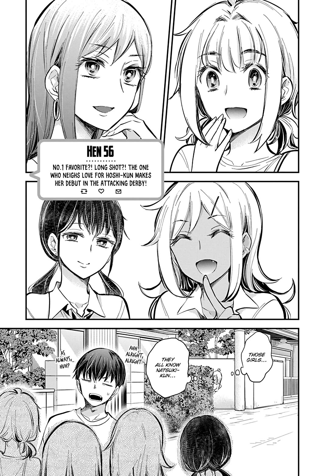 Shingeki no Eroko-san Chapter 56 page 2 - Chapter 56: No.1 Favorite?! Long Shot?! The one who neighs love for Hoshi-kun makes her debut in the Attacking Derby!