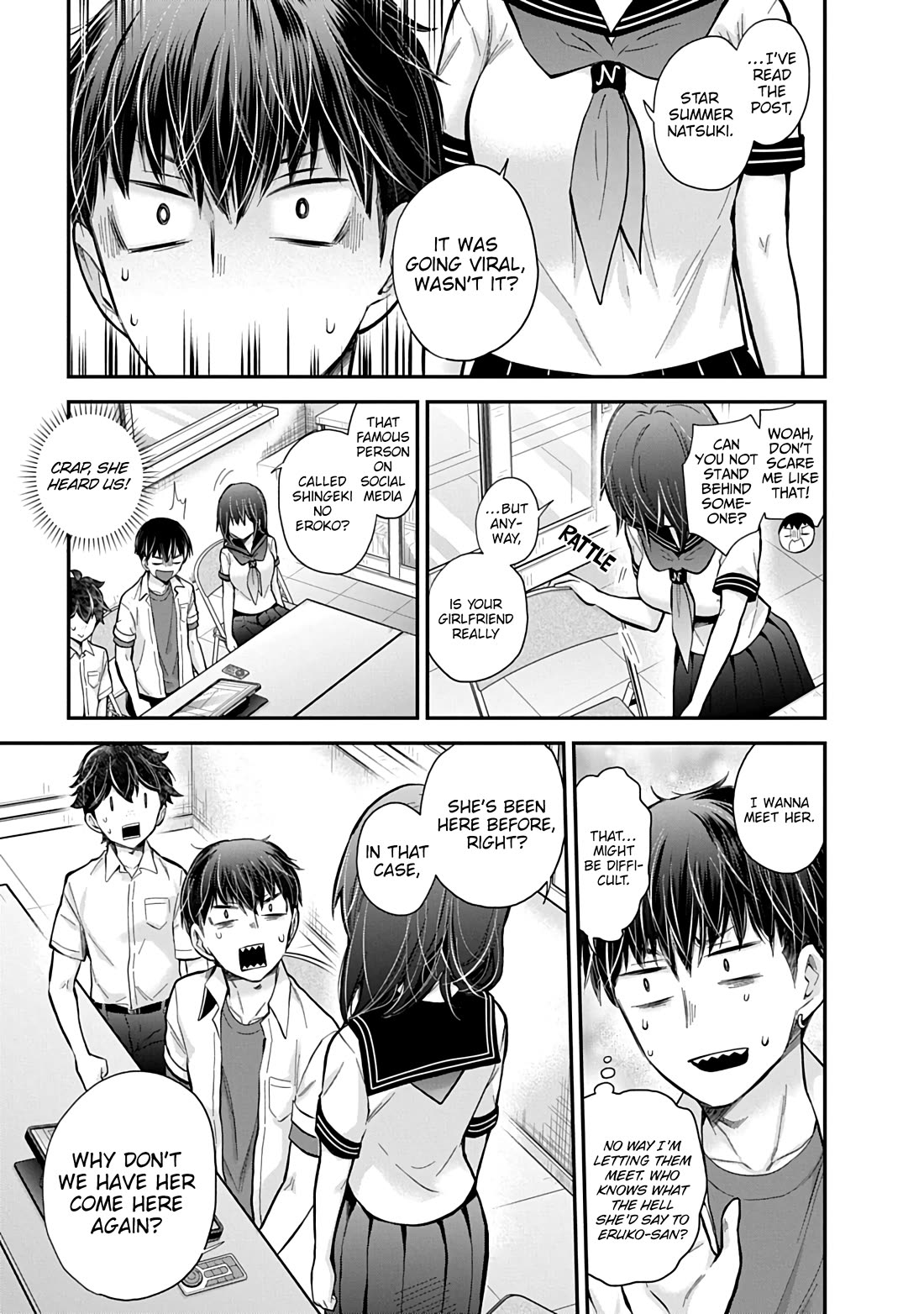Shingeki no Eroko-san Chapter 58 page 20 - Chapter 58: My boyfriend is an omega trending god-tier artist?! Not to mention the character is designed after me, and the crazy amount of new followers knocked my socks off.