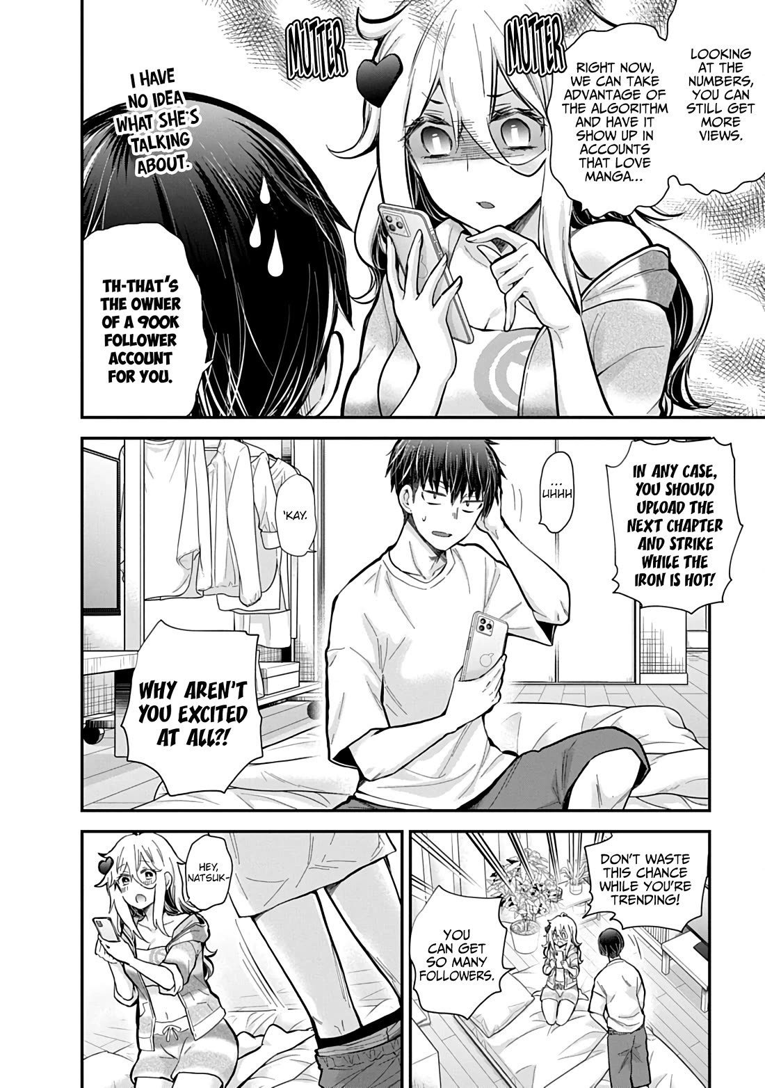Shingeki no Eroko-san Chapter 58 page 7 - Chapter 58: My boyfriend is an omega trending god-tier artist?! Not to mention the character is designed after me, and the crazy amount of new followers knocked my socks off.