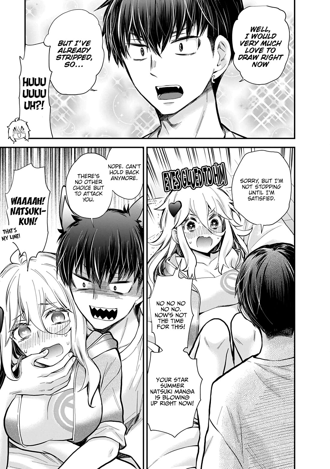 Shingeki no Eroko-san Chapter 58 page 8 - Chapter 58: My boyfriend is an omega trending god-tier artist?! Not to mention the character is designed after me, and the crazy amount of new followers knocked my socks off.