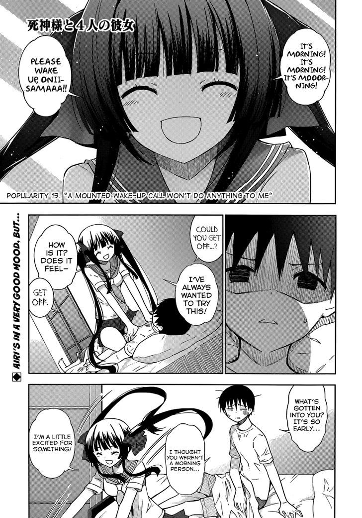 Shinigami-sama to 4-nin no Kanojo Chapter 13 page 1 - Chapter 13 : Popularity 13. â€œA Mounted Wake-Up Call Wonâ€™t Do Anything To Meâ€