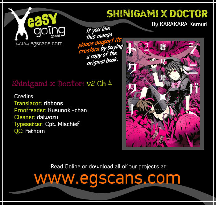 Shinigami x Doctor Chapter 4 page 1 - Chapter 4: Drug Lady