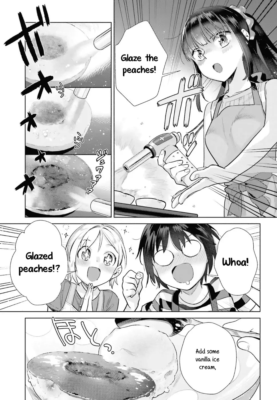 Shinmai Shimai no Futari Gohan Chapter 32 page 13 - Chapter 32: Glazed Peaches with Ice Cream