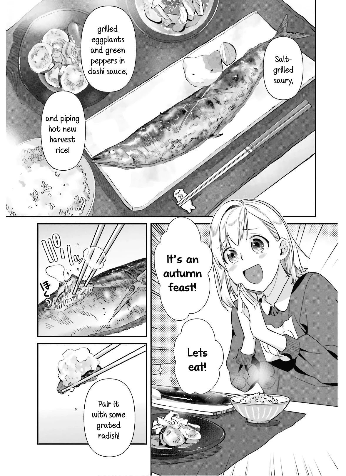 Shinmai Shimai no Futari Gohan Chapter 52 page 11 - Chapter 52: Salt-Grilled Saury
