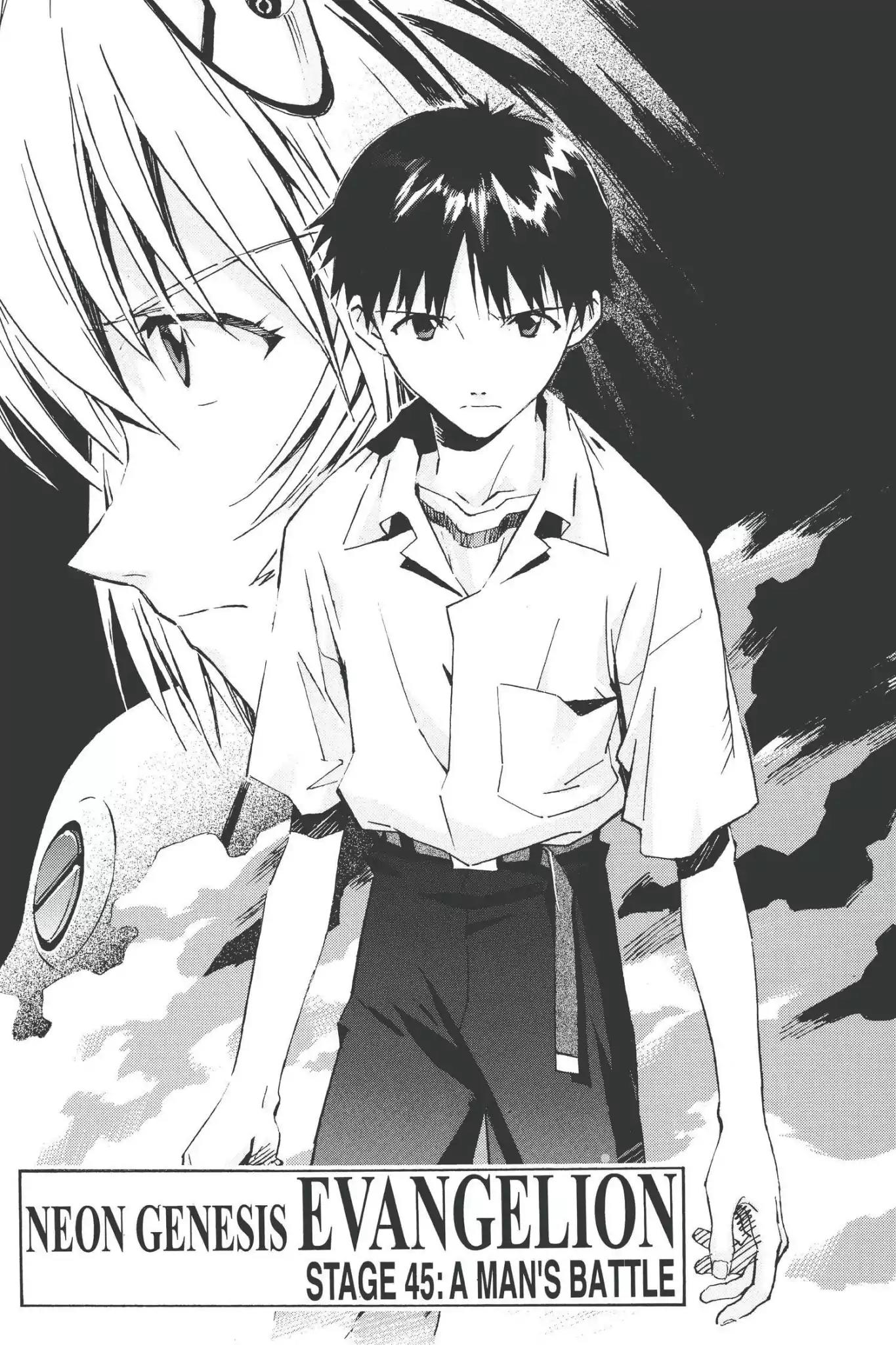 Shinseiki Evangelion Chapter 45 page 1 - Chapter 45: Vol.3 Stage 45: A Man's Battle