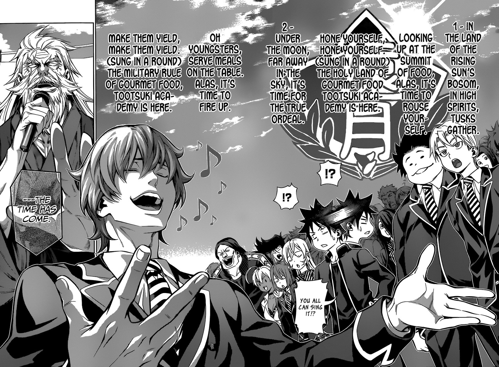Shokugeki no Soma Chapter 124 page 16 - Chapter 124 : Singing the School Anthem in Unison