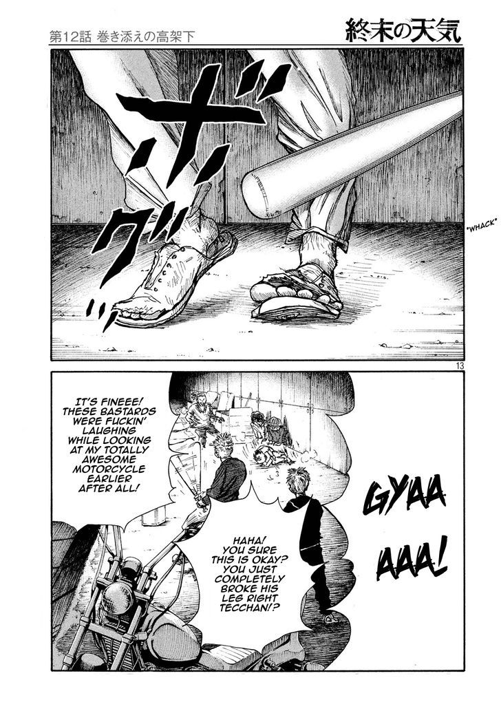 Shuumatsu no Tenki Chapter 12 page 13 - Chapter 12 : Commotion under the Bridge