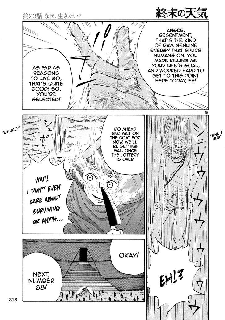 Shuumatsu no Tenki Chapter 23 page 15 - Chapter 23 : Why Do You Want to Live?