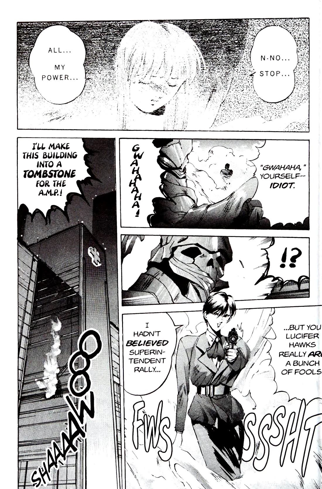 Silent Mobius Vol.4 Chapter 10 page 27 - Vol.4 Chapter 10: Offense and Defense (Black & white version)