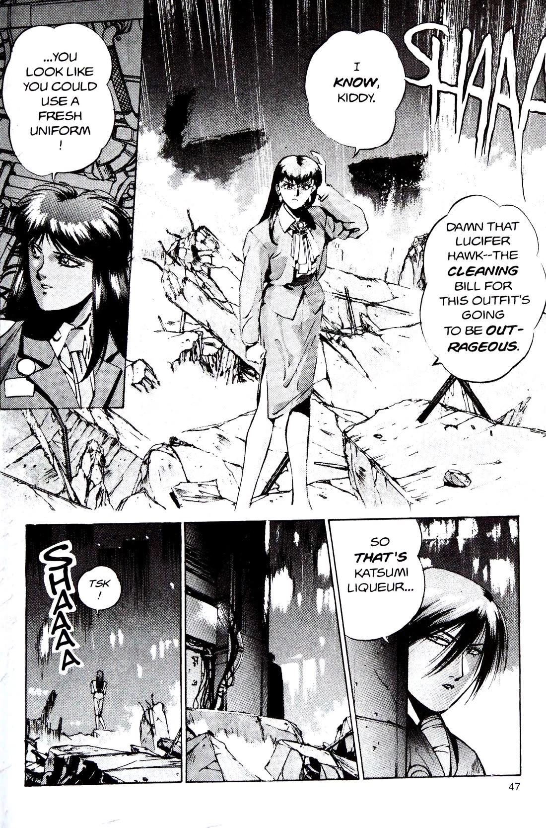 Silent Mobius Vol.4 Chapter 9 page 47 - Vol.4 Chapter 9: Premonition (Black & white version)