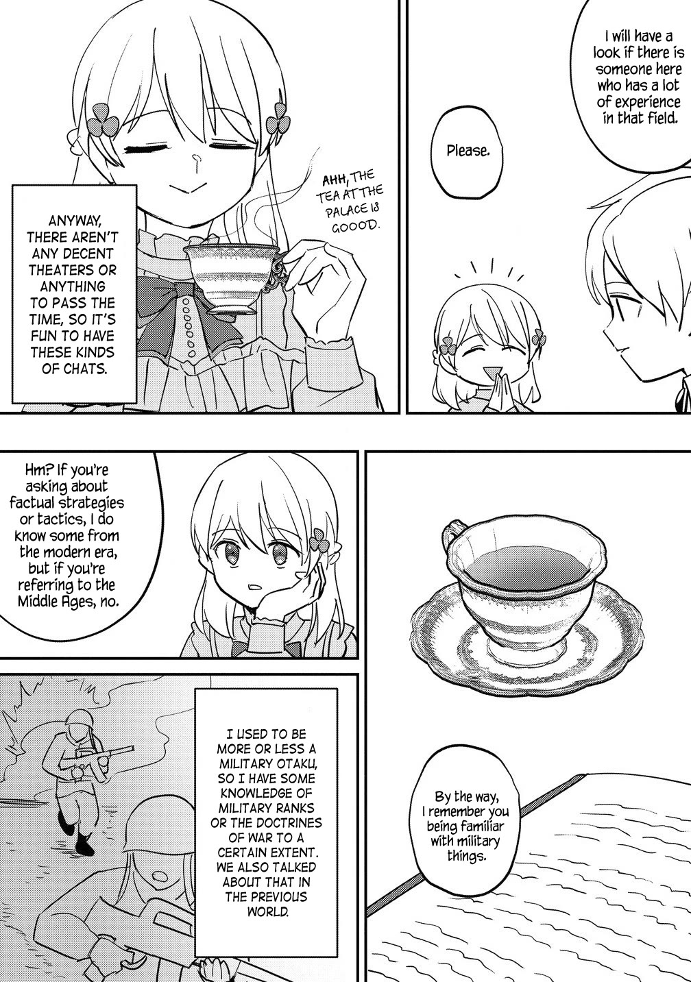 Since I Have Been Reincarnated as the Daughter of a Duke, I, the "Girl Inside," Will Enjoy Being a Girl as Much as I Can! Chapter 22.2 page 12 - Chapter 22.2: Queen's education and tea times with the prince