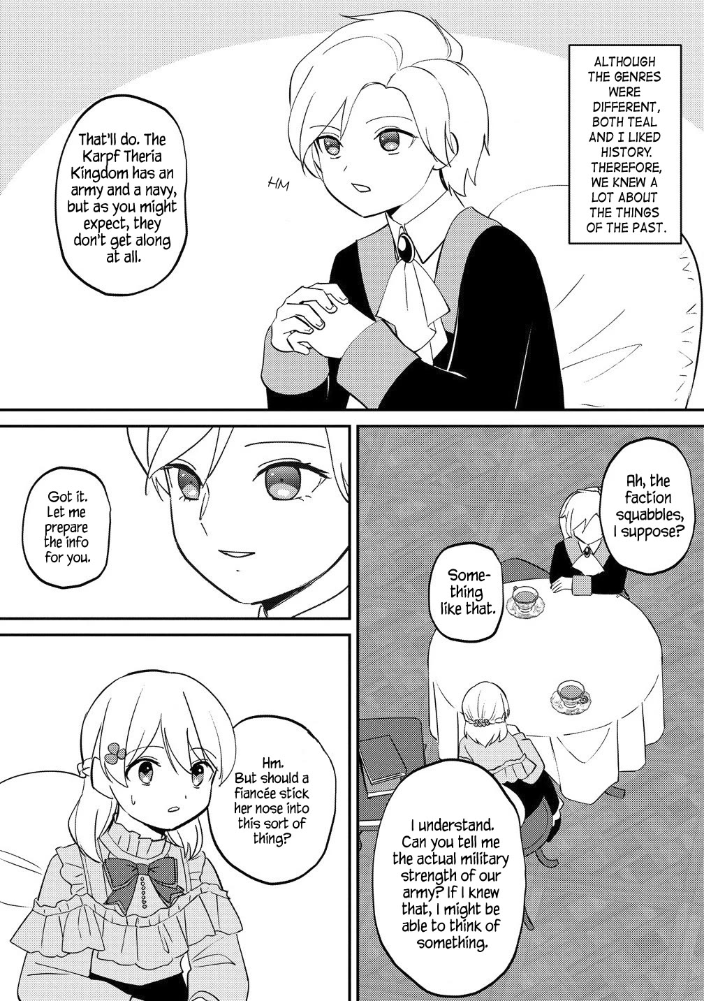 Since I Have Been Reincarnated as the Daughter of a Duke, I, the "Girl Inside," Will Enjoy Being a Girl as Much as I Can! Chapter 22.2 page 13 - Chapter 22.2: Queen's education and tea times with the prince