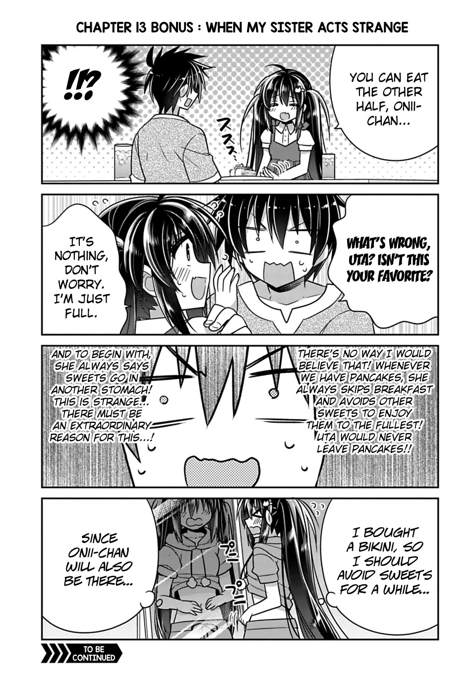 Siscon Ani to Brocon Imouto ga Shoujiki ni Nattara Chapter 13.1 page 1 - Chapter 13.1: Omake: When My Sister Acts Strange