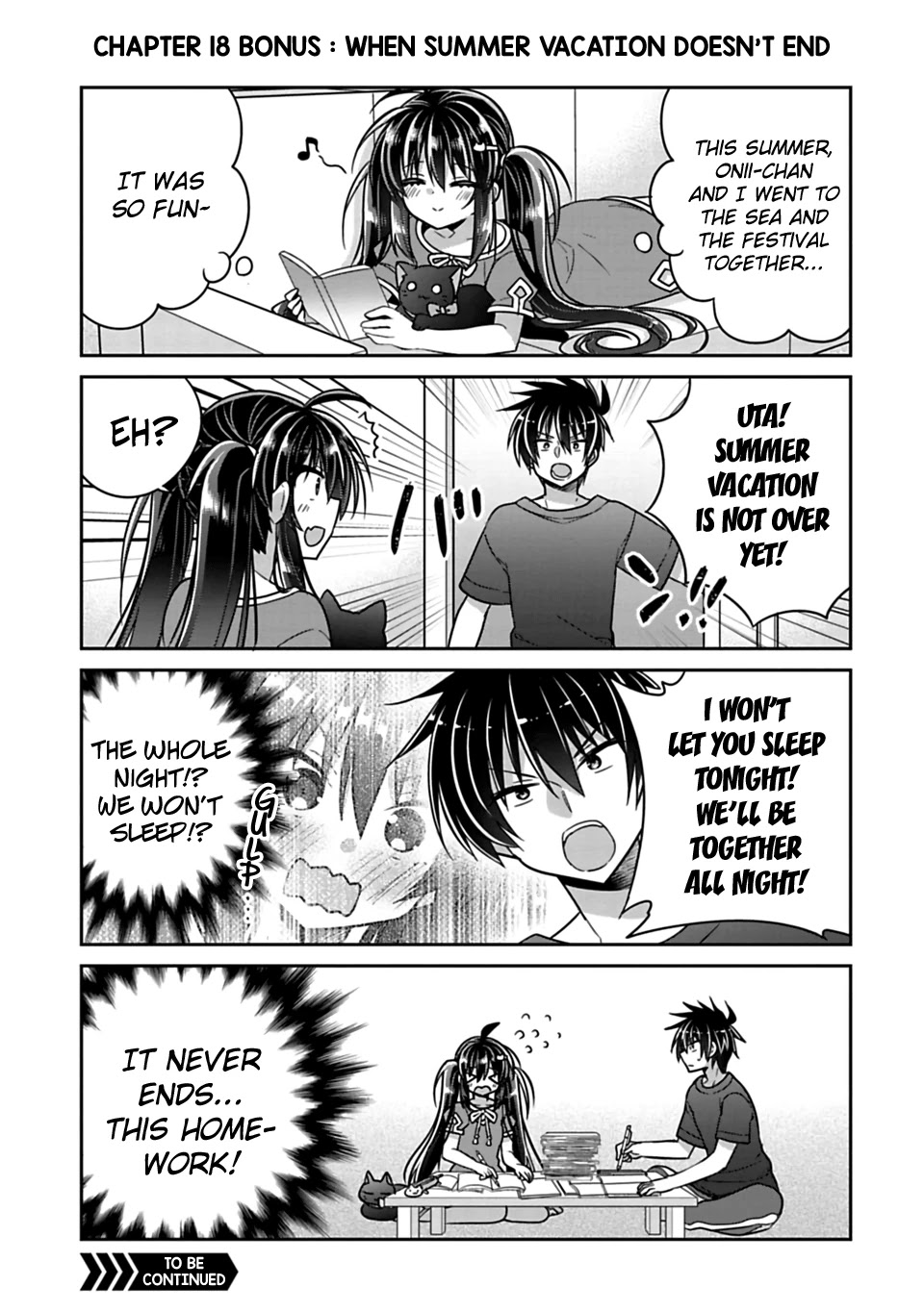 Siscon Ani to Brocon Imouto ga Shoujiki ni Nattara Chapter 18.1 page 1 - Chapter 18.1: Omake: When Summer Vacation Doesn't End
