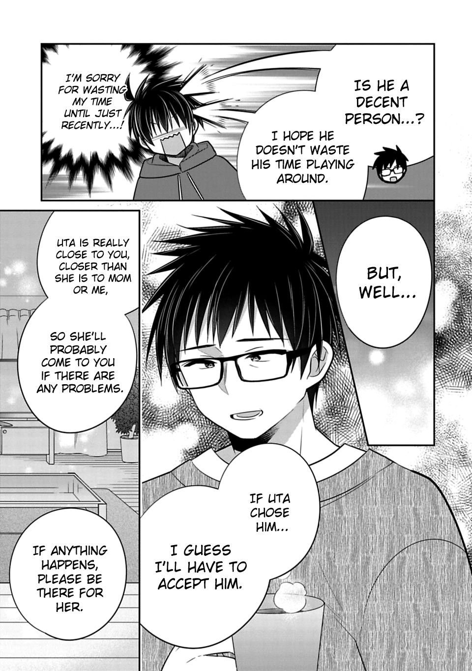 Siscon Ani to Brocon Imouto ga Shoujiki ni Nattara Chapter 40 page 3 - Chapter 40: When You Think About Your Lover and Your Family