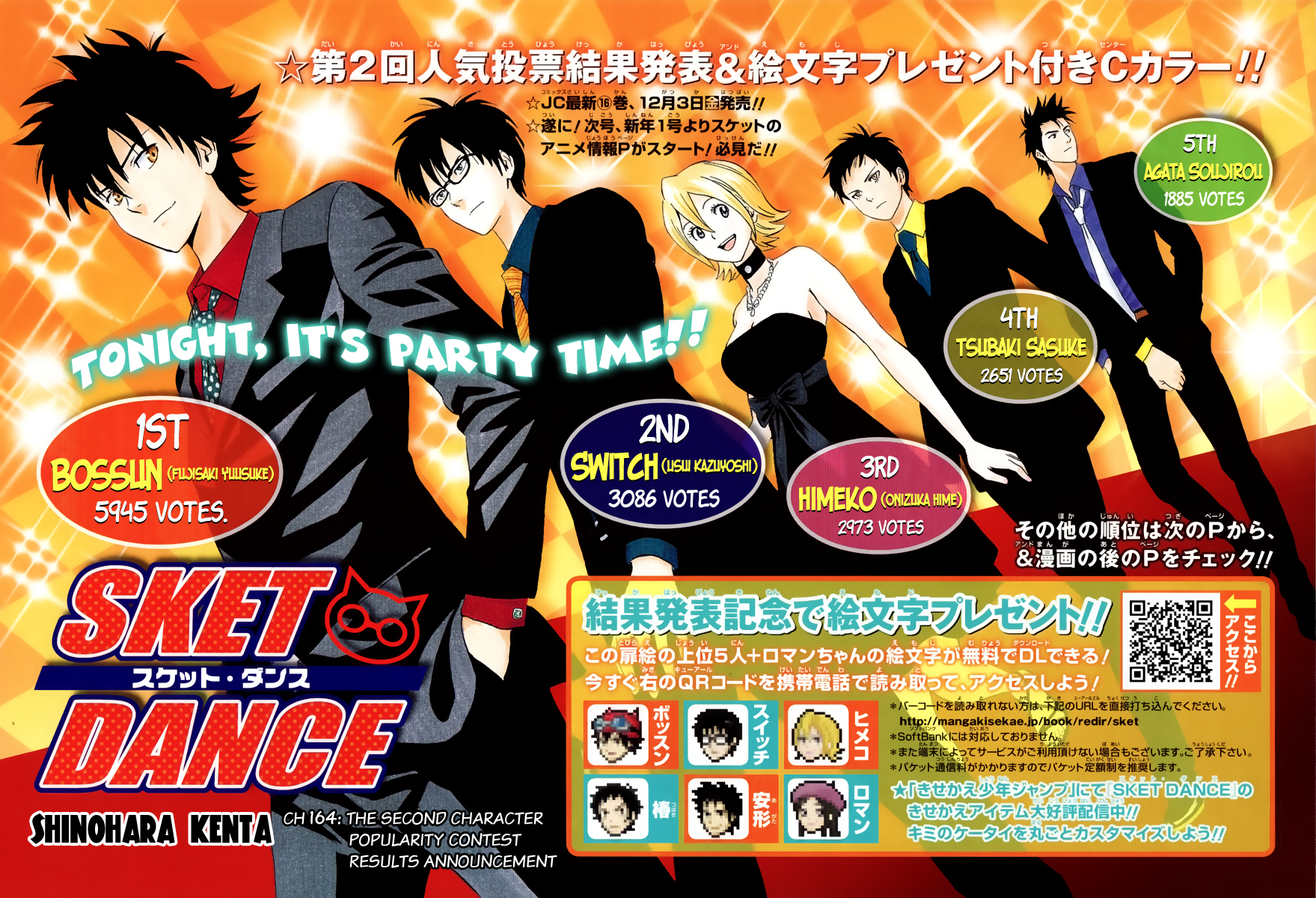 Sket Dance Chapter 164 page 1 - Chapter 164: The Second Character Popularity Contest Results Announcement