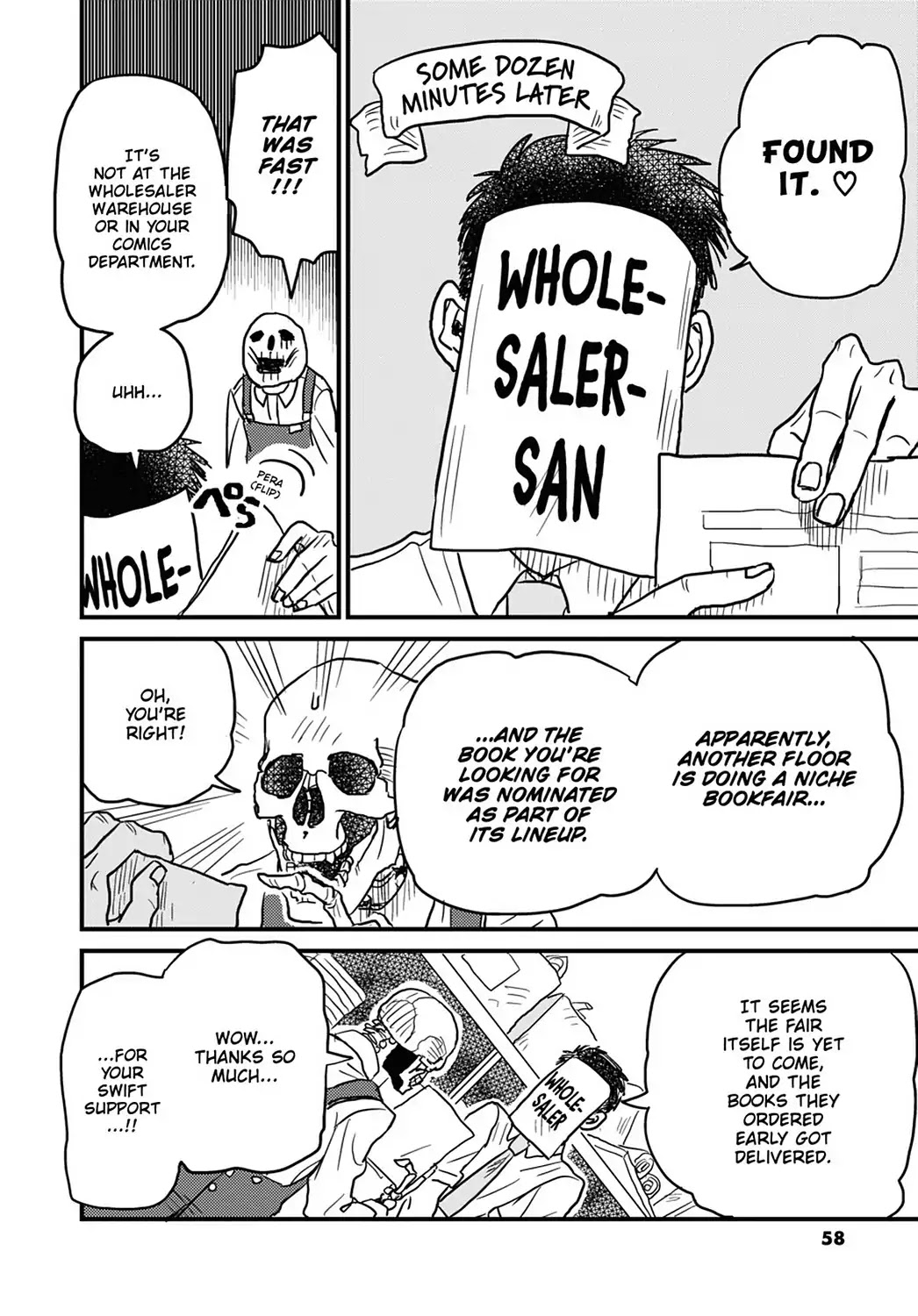 Skull-face Bookseller Honda-san Chapter 11 page 14 - Chapter 11: Tell Me! Wholesaler-san