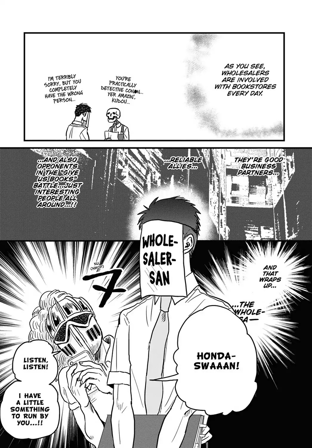 Skull-face Bookseller Honda-san Chapter 11 page 15 - Chapter 11: Tell Me! Wholesaler-san
