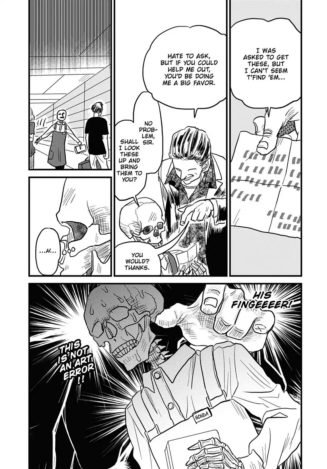 Skull-face Bookseller Honda-san Chapter 13 page 8 - Chapter 13: Bookstores Are Great, Capisce?