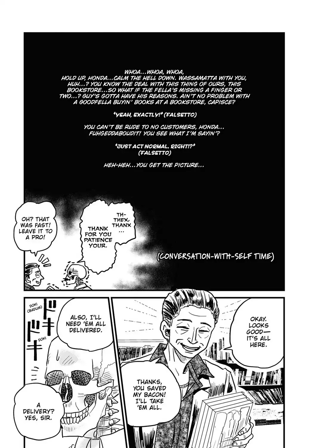 Skull-face Bookseller Honda-san Chapter 13 page 9 - Chapter 13: Bookstores Are Great, Capisce?