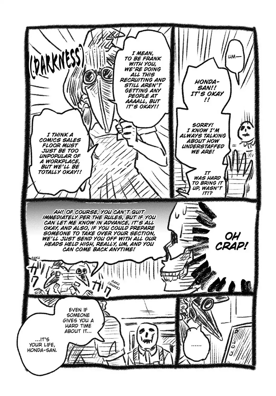 Skull-face Bookseller Honda-san Chapter 14.5 page 2 - Vol.2 Special Bonus Manga 1