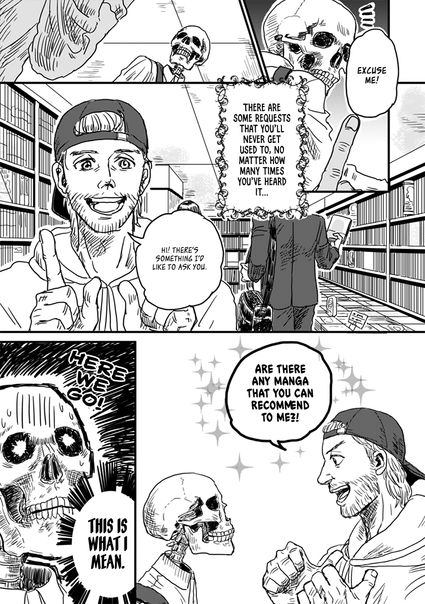 Skull-face Bookseller Honda-san Chapter 3 page 1 - Chapter 3: Lost in Manga