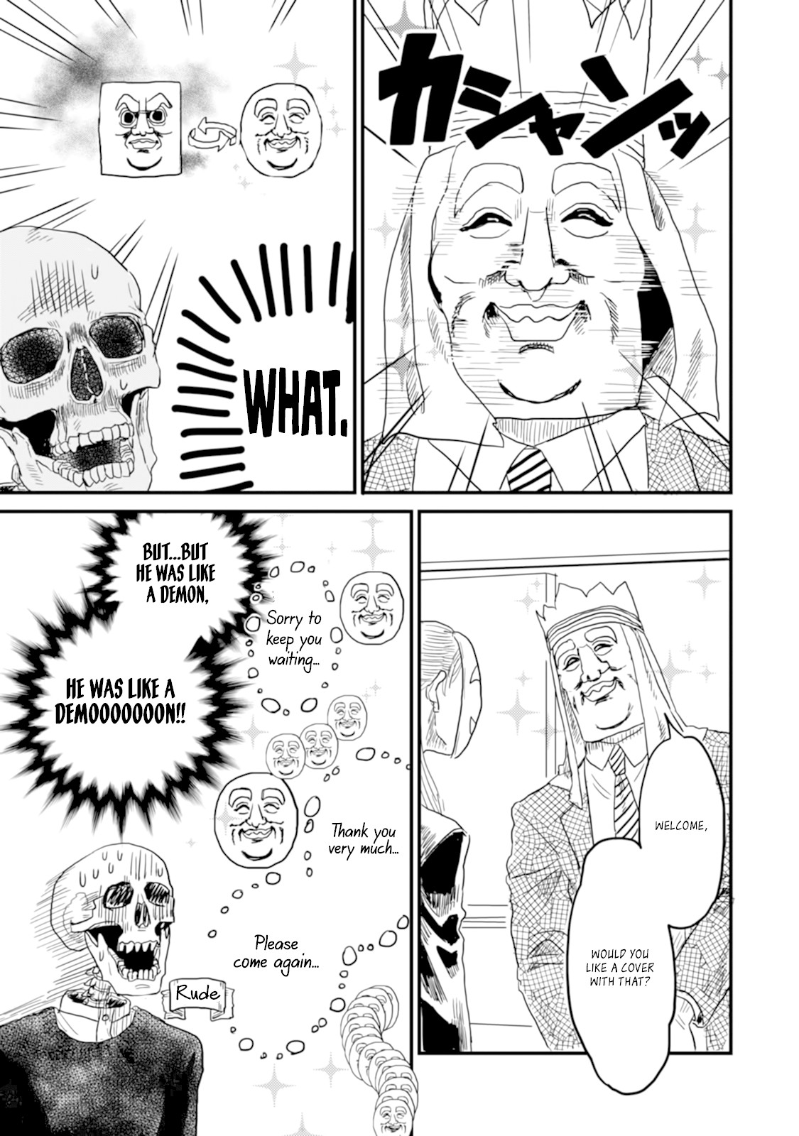 Skull-face Bookseller Honda-san Chapter 6 page 11 - Chapter 6: Customer Service Training From Hell