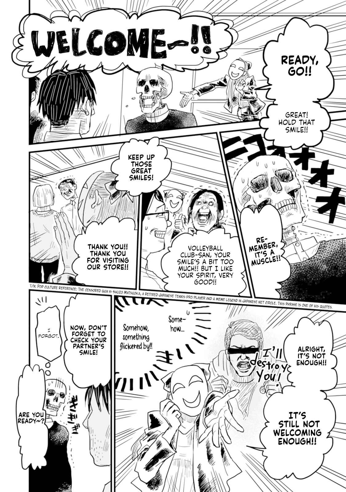 Skull-face Bookseller Honda-san Chapter 6 page 14 - Chapter 6: Customer Service Training From Hell