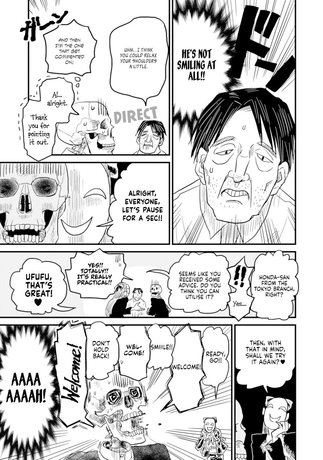 Skull-face Bookseller Honda-san Chapter 6 page 15 - Chapter 6: Customer Service Training From Hell